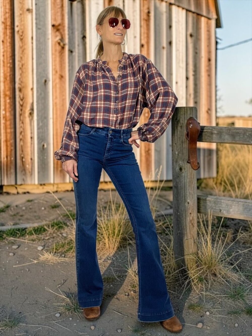 Free People Northern Bound Pullover Top Shirt S Plaid Moonlit Combo Wool Blend